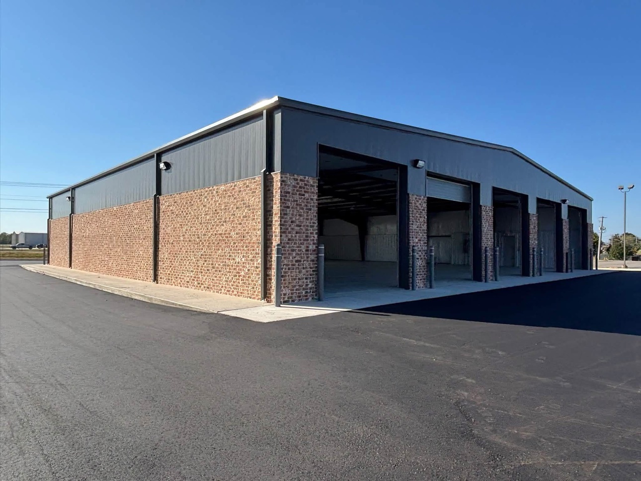 Finished warehouse with brick and metal siding